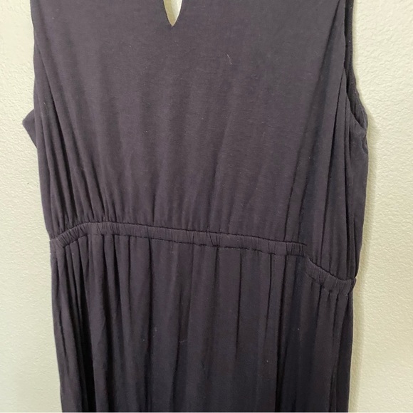 J Crew Navy Blue Jersey Knit Maxi Dress Keyhole Cutout Women's Size L - Picture 3 of 10